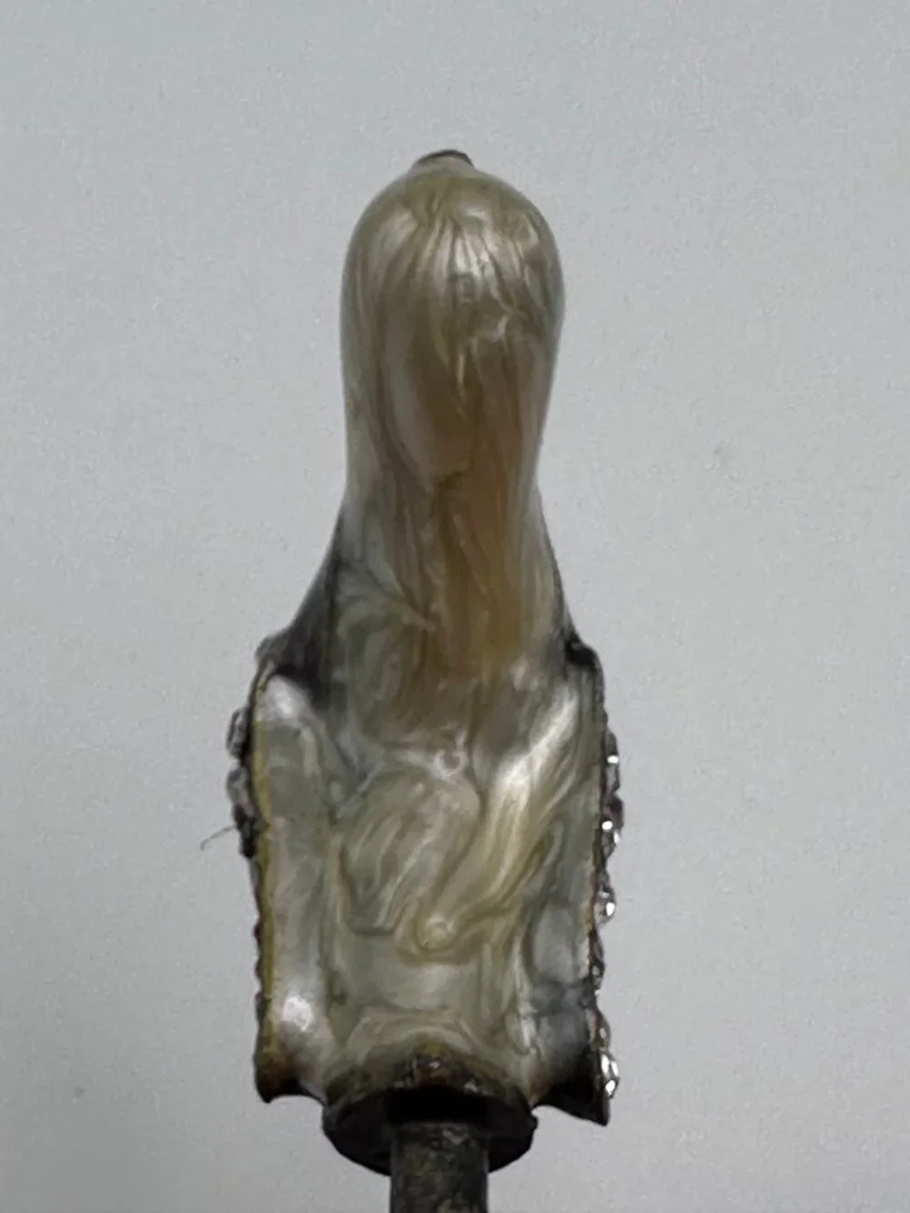 Vintage Dog Head Wine Cork Handle Rhinestones Marble Metal Swirled Design